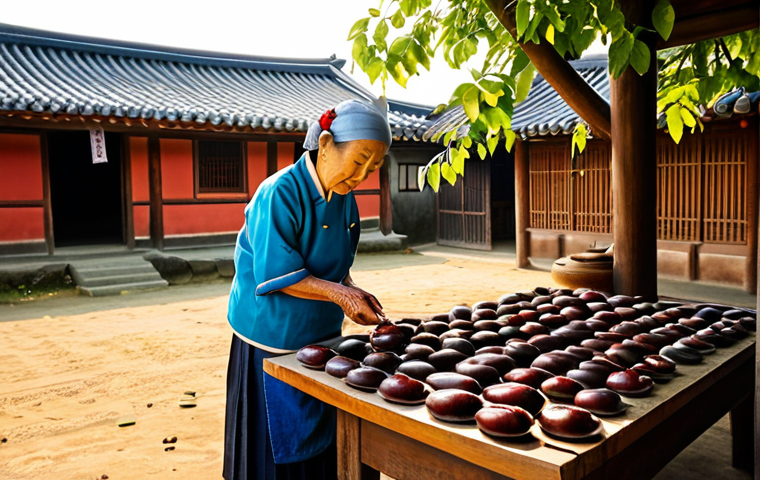 국산 재래식푸드 - **Prompt 1: The First Taste of Homemade Doenjang**
    "A candid, intimate shot inside a small, rust...