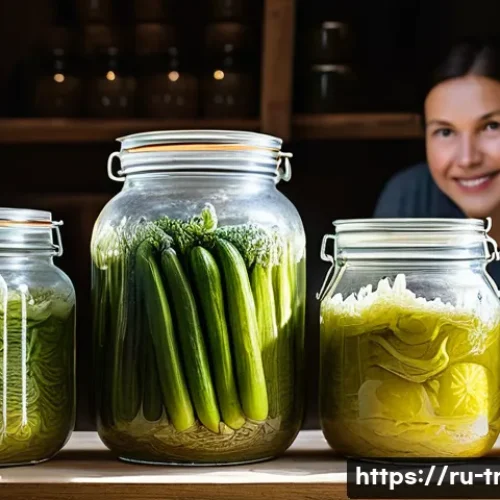 Home 33 발효식품 산업 동향 - A vibrant artisanal Eastern European kitchen scene showcasing traditional fermentation: a rustic woo...
